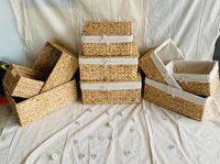 Panier en jacinthe d'eau rectangulaire tissé de nouvelle marque personnalisé avec panier tissé à trois compartiments