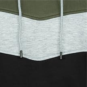 Sudadera con capucha Chevron tricolor para hombre, diseño personalizado con patchwork en verde oliva, gris y negro, precio al por mayor. - Product Image 5