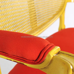 Fauteuil de salon en acajou et rotin avec assise en mousse souple et tissu lisse, modèle n° 1703 - Product Image 5