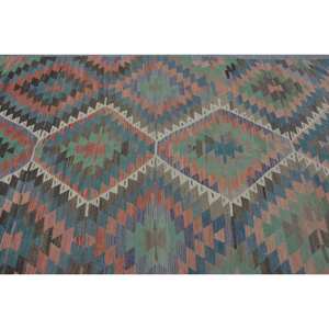 Tapis Kilim turc vintage 5.4 X 10.2ft rouge vert Patchwork Design laine matériel Latex support 10mm rectangle abstrait pour vivre - Product Image 5