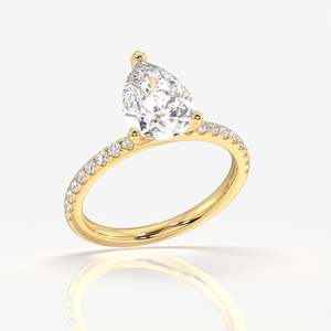 Lab Grown Pear Cut Diamond Pave 9K Gold <b>Ring</b> - Product Image 3