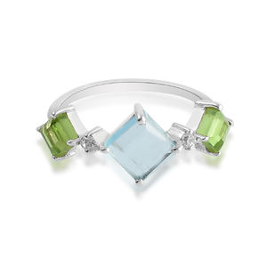 Bijoux fins de qualité supérieure 925 argent sterling calcédoine verte bague multi pierres précieuses - Product Image 5