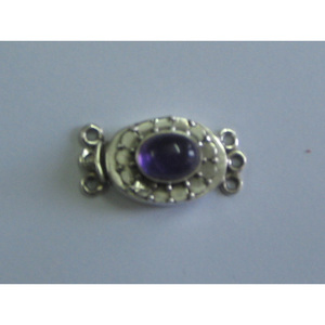 Handmade <b>Leather</b> Cord Clasp with Amethyst Pendant Connector Square Brass Jewelry Findings Bag Packing - Product Image 1