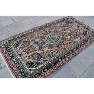 Alfombra Turca Vintage de 4.1x7.7 pies (125x236 cm), Alfombra Floral Azul y Roja - Product Image 3