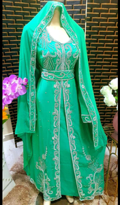 Dubai 2022 tradicional rojo Farasha Kaftan hermoso diseño marroquí cuentas de piedra a mano trabajo musulmán hecho a mano caftán Accesorios - Product Image 2