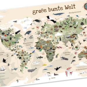 Mapa del Mundo Personalizado para Niños en Color Beige de 60 x 40 cm - Product Image 1