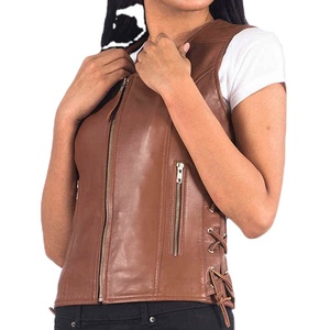 New Arrival Custom Top Quality <b>Women</b> Leather <b>Vest</b> Trendy <b>Women</b> Leather <b>Vest</b> Custom Logo OEM Service Customized Leather <b>Vest</b> - Product Image 2