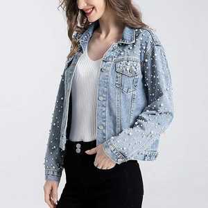 2025 Street Hipster Women <b>Jacket</b> Long Sleeve Studded Denim Cropped Coats Blue Denim Women's <b>Jacket</b> - Product Image 3