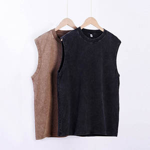 Débardeur tricoté sans manches et délavé à l'acide pour hommes, vêtements de fitness pour sports de plein air, débardeur - Product Image 2