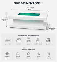 Table basse intelligente de luxe moderne avec foyer électrique, charge sans fil et haut-parleur Bluetooth
