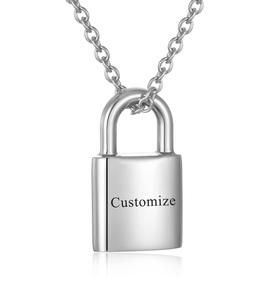 Candado Metal Lock Urna Collares para cenizas Recuerdo Memorial Urna Cremación Joyería Ceniza Colgante Mujeres Hombres Amor Un tamaño personalizado - Product Image 4