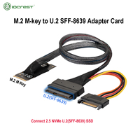Cable M.2 M-key a U.2 SFF-8639 con Conector SATA Hembra de 15 Pines, 32Gbps, 22x60mm, en Stock