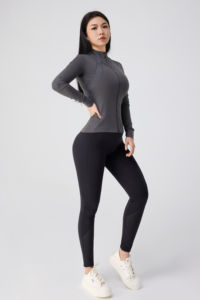 เสื้อแจ็คเก็ตโยคะแขนยาวทรงสลิมฟิตสำหรับผู้หญิง มีซิป คอตั้ง เหมาะสำหรับเล่นกีฬา ออกกำลังกายกลางแจ้ง วิ่ง และโยคะ - Product Image 2