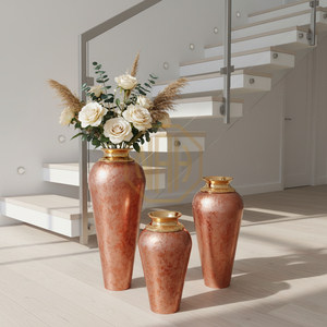 Hot Selling Luxury <b>Copper</b> Antique Enamel Print Iron Flower <b>Vase</b> Modern Design Home Wedding Decoration Direct Factory Floor <b>Vase</b> - Product Image 2