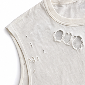 Custom <b>Distressed</b> Sleeveless T Shirt Men Vintage Washed Cotton Muscle Tank <b>Top</b> Oversized Streetwear Raw Hem Gym Casual Vest - Product Image 5