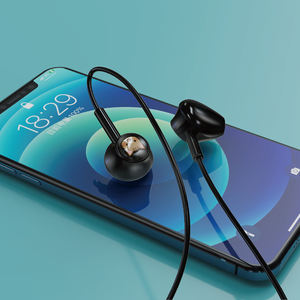 Écouteurs filaires noirs EP-267 avec câble de 1,2 m et prise micro pour l'exportation en gros - Product Image 2