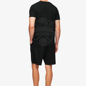 Conjunto de camiseta y pantalones cortos de algodón de estilo sencillo único para hombre, conjunto informal de camiseta y pantalones cortos con cordón para hombre - Product Image 3