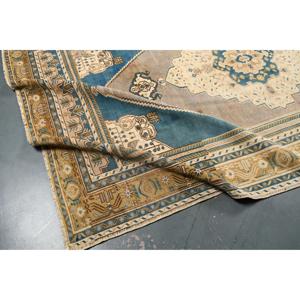 Vintage Large Rug 5.6x8.9 ft, Blue <b>Brown</b> Oriental Rug <b>Wool</b> - Product Image 5