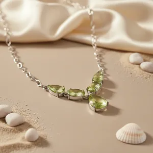 Collar con Colgante de Topacio Natural en Plata 925 para Mujer, Forma de Gota de Agua, Cadena con Cuentas, Joyería de Moda para Uso Diario - Product Image 2