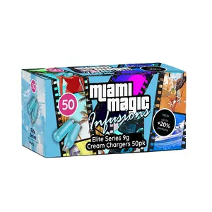 Precio bajo Calidad excepcional Uso en la cocina 9g Paquete de 50 cargadores de crema batida Miami Magic para compradores a granel