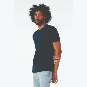 T-shirt unisexe à manches courtes bleu marine-52% Airlume coton peigné, 48% polyester, 4.2 oz, CVC mélange bon marché OEM personnalisé mode - Product Image 2