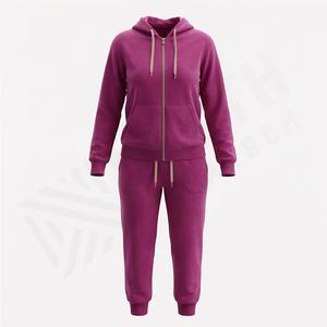 Conjuntos Deportivos de Felpa de Algodón Puro para Mujer, Elegantes, con Etiqueta de Logotipo Personalizable, de Alta Calidad, Suaves y Cálidos para Gimnasio - Product Image 1