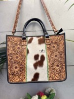 Nouvel Arrivage Sac Fourre-tout en Véritable Cuir de Vache, Sac à Main Élégant en Cuir avec Poils, Sacs Sculptés à la Main pour Femmes, Multi-usages