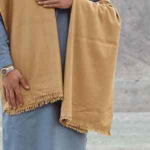 Châle en laine douce pour homme, chaud et respirant pour l'hiver, 300g, couleur unie classique traditionnelle, Inde et Pakistan - Product Image 6