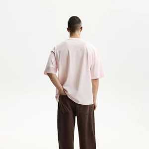 Nueva camiseta de verano para hombre de algodón pesado de 210gsm, camiseta de gran tamaño de manga corta con hombros caídos en blanco personalizada - Product Image 4