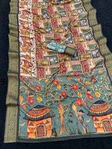 Elegant Look Soft Dola Silk With Printed And Weaving Work <b>Saree</b> Woman Fashion Manufacturer From Surat At Cheap Rate For <b>Sale</b> - Product Image 3