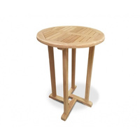Table de bar ronde moderne en bois de teck massif avec base robuste et haut durable pour intérieur/extérieur salon et hôtel