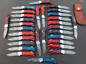 Nordic Forge Industrial Grade Damascus Steel EDC <b>Folding</b> <b>Knives</b> Wood Handle Pocket <b>Knives</b> Lot Leather Sheath OEM <b>Knives</b> - Product Image 5