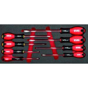 Surtido de espumas de dos colores USAG con 8 destornilladores de ranura y Phillips - Product Image 1
