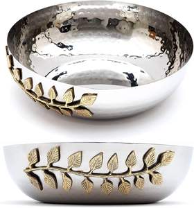 Cuenco de servicio de oro martillado de metal hecho a mano de alta calidad, nuevo diseño para fiestas para dulces, frutas por exportador de fabricantes indios - Product Image 6