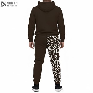 Ropa de hombre Unisex pulóver chándales personalizado serigrafía Jogging traje Dtg impreso ácido lavado sudaderas con capucha y pantalones de chándal chándales - Product Image 2