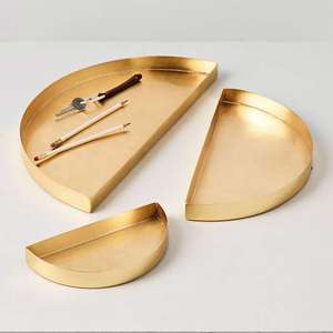 Laiton en métal avec plateau de service rond martelé, pour la maison et l'hôtel Plateaux de service pour aliments et boissons de table - Product Image 3