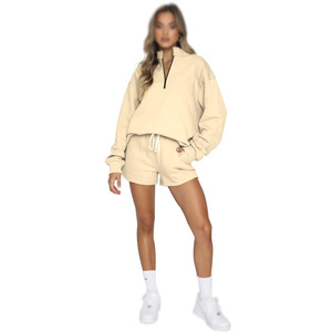 Ensemble de survêtement d'hiver deux pièces pour femmes |   Pantalon de sport, haut à capuche avec fermeture éclair |   Haute qualité 100% coton Écologique Respirant Décontracté - Product Image 1