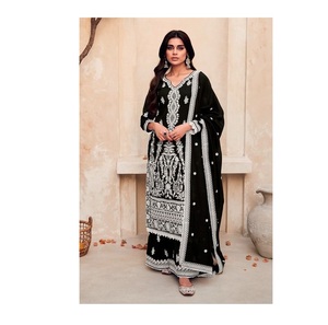 Atractivo Diseño de Traje Salwar Kameez con Bordado Real Vichitra, Ropa India y Pakistaní - Product Image 1