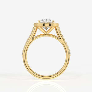 Anillo de Compromiso con Halo de Diamantes Moissanite de Corte Ovalado, Oro de 14K, Elegante y Lujoso - Product Image 5