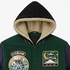 Chaquetas Varsity con Capucha para Hombre, de Invierno, Cálidas, Personalizadas, de Alta Calidad, ODM OEM, Colores Personalizados, Nuevo Diseño, Chaqueta Varsity de Béisbol para Hombre - Product Image 3