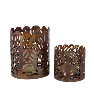 Rustic Metal <b>Candle</b> Holders with Tree Design Set of 2 Stylish and Elegant for Creating a Cozy Ambiance - Product Image 1