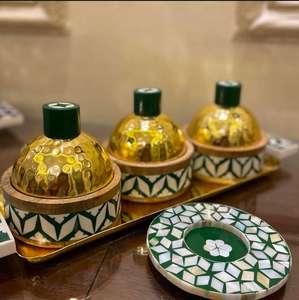 Magnifique ensemble de plateau de brûleur d'encens en nacre fabriqué à la main boîte de brûleur d'incrustation de vadrouille en bois avec ensemble de plateau de brûleur de Bakhoor de parfum de thé - Product Image 5