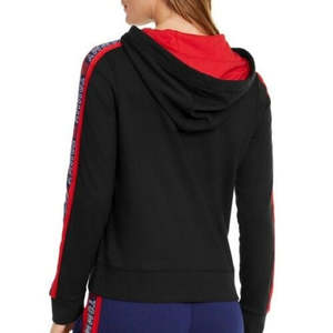Felpa con cappuccio sportiva nera da donna Tommy Hilfiger, in maglia di seta traspirante, crop top ricamato, taglia S - Product Image 2