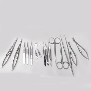 Kit d'instruments de micro-chirurgie manuels en acier inoxydable de marque avec pince microvasculaire et sutures chirurgicales, ensemble de 17 pièces - Product Image 2