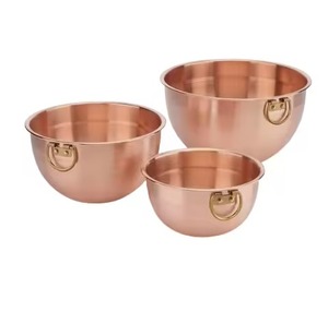 Tazón Redondo de Cobre Pulido con Asa de Latón, Vajilla, Tazón para Servir Alimentos y Frutas - Product Image 3