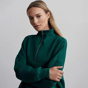 Sudaderas de Cuello Alto con Media Cremallera y Diseño Personalizado, de Gran Tamaño, con Hombros Caídos, de Felpa 100% Algodón de Primera Calidad, para Mujer, Ropa Casual - Product Image 3