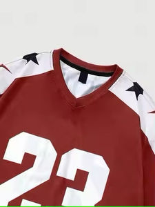 Custom Vintage Rhinestone Boxy T Shirt American Youth Striped Football <b>Jersey</b> Football Club <b>Sports</b> <b>Jersey</b> With Rhinestones - Product Image 3