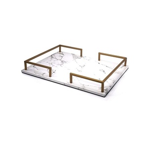 ผู้ผลิตและส่งออกถาดเสิร์ฟอาหารรอมฎอนดีไซน์ทันสมัยถาดหินอ่อนคุณภาพดีพร้อมถาดจับโลหะ - Product Image 6