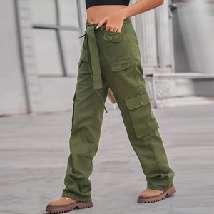 New Trending <b>Summer</b> Multi-Pocket Jogger 100% Organic Cotton Casual <b>Trousers</b> Lightweight Straight Cargo Pants <b>Women</b> - Product Image 1