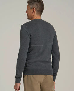 Sweat-shirt pour homme de qualité supérieure, col en V, coupe ajustée, 100% coton, respirant, bordure côtelée, motif uni, broderie numérique - Product Image 2